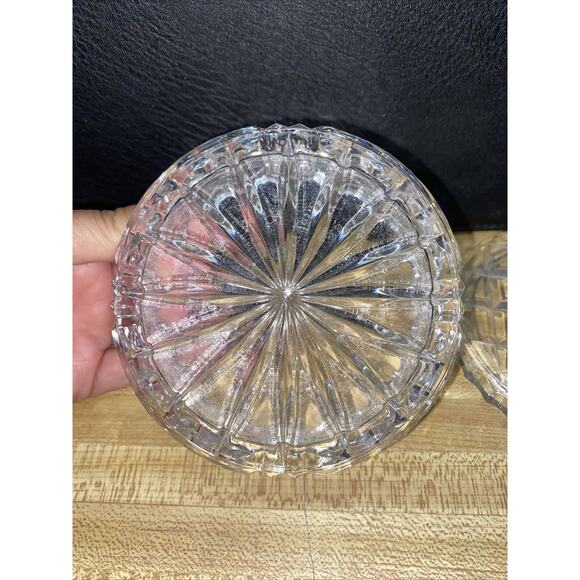 Vanity Powder Jar Trinket Jewel Box w/ Lid Antique Cut Glass Round 4” Diameter - Picture 6 of 8